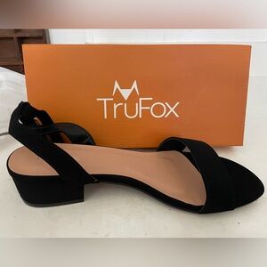 Trufox Open Toe Ankle Strap Low Block Heel Dress Sandal